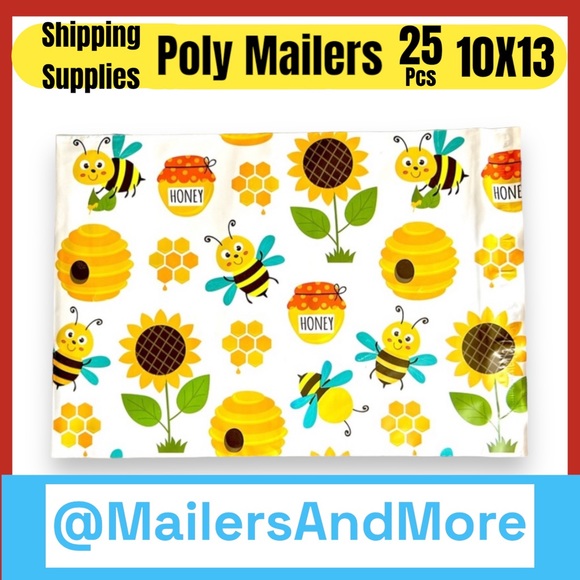 25 10X13 Poly Mailers Honey bee Sunflower, Shipping Envelopes PRICE IS FIRM - Picture 4 of 6